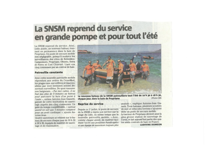 Convention avec la SNSM été 2014